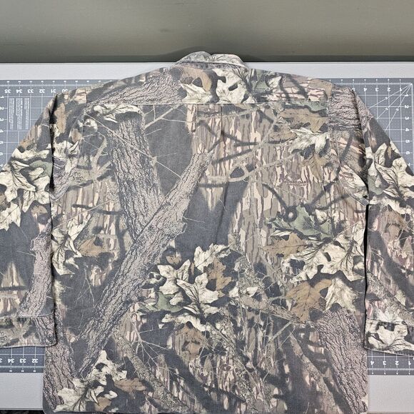 Mossy Oak Camo Safari Shirt XL Work Outdoors Realtree Hunting Grunge Y2K Twill - Picture 9 of 12